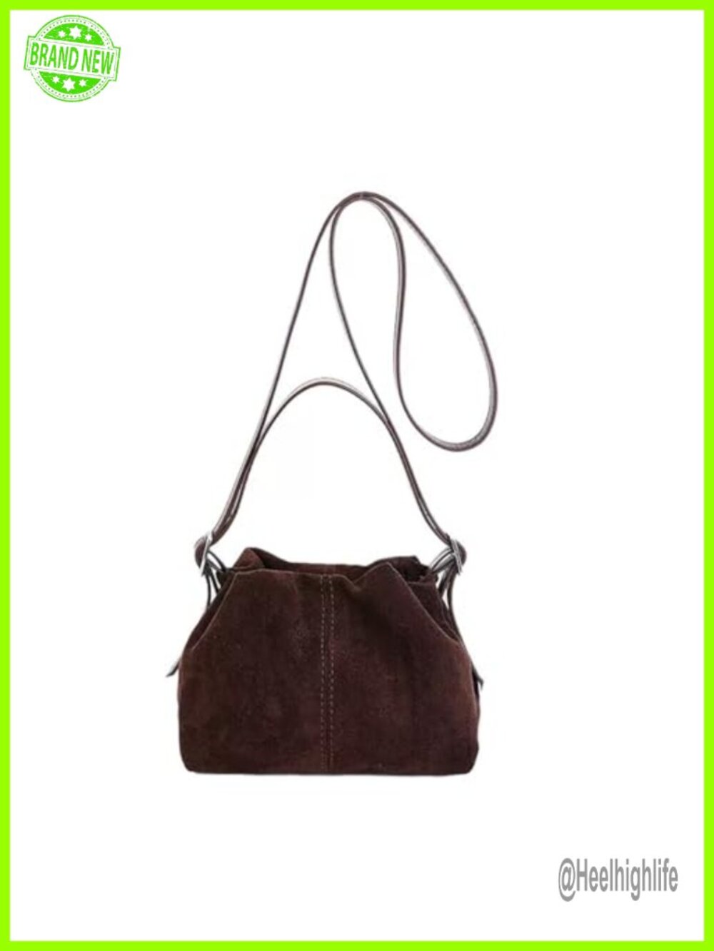 Faux Suede Drawstring Bucket Bag Small Tote Crossbody Shoulder Purse